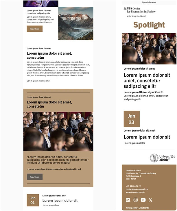 Individuelles Newsletter-Template von UBS